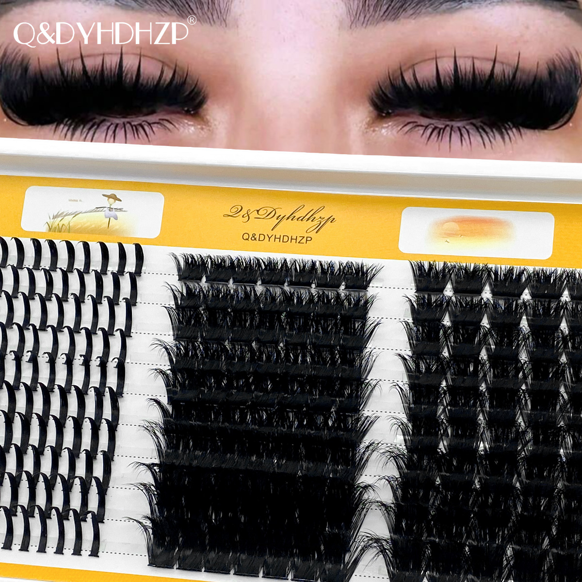 Eyelash Extension Model - Q&DYHDHZP 10 Rows Cluster Lashes Mixed